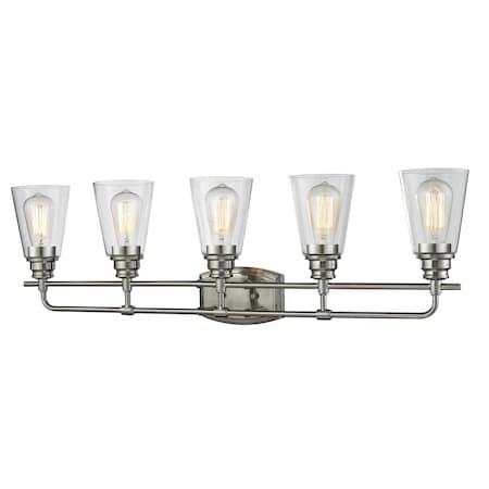 Z-Lite Annora 5 Light Vanity, Brushed Nickel & Clear 428-5V-BN